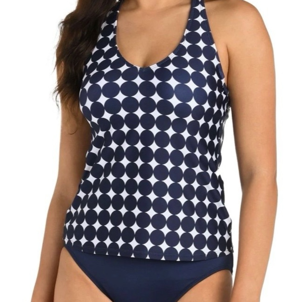 24th & Ocean Mod Illusions Underwire Crossback Tankini Swim Top - NWT